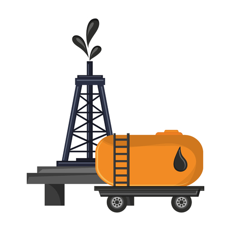 Petroleum refinery pump and truck container vector illustration graphic designのイラスト素材