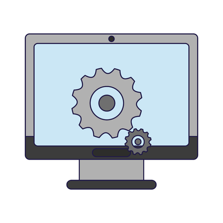 computer screen with gears symbol vector illustration graphic designのイラスト素材
