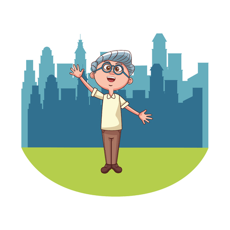 grandfather glasses waving vector illustration graphic designのイラスト素材