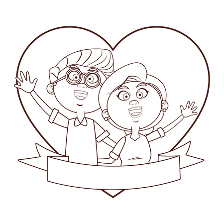 elder couple love banner vector illustration graphic designのイラスト素材