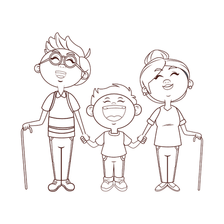 grandparents family grandson vector illustration graphic designのイラスト素材