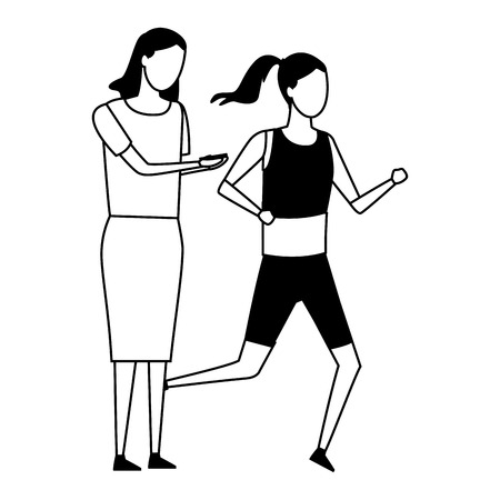 faceless girls running sport outfit vector illustration graphic designのイラスト素材