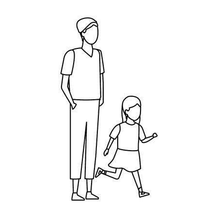 Family young father with daughter vector illustration graphic designのイラスト素材