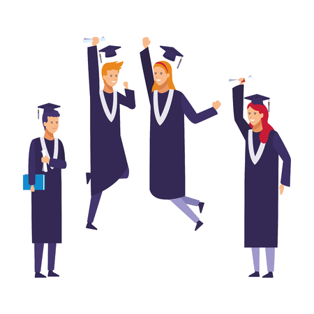 graduation ceremony people vector illustration graphic designのイラスト素材