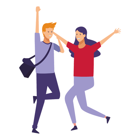 casual outfit couple dancing vector illustration graphic designのイラスト素材