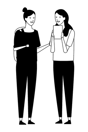 girls casual outfit talk vector illustration graphic designのイラスト素材