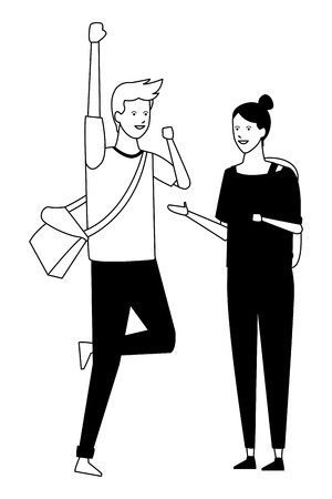 casual outfit couple celebration vector illustration graphic designのイラスト素材