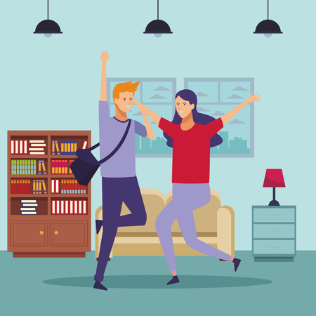 casual outfit couple dancing vector illustration graphic designのイラスト素材