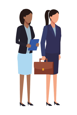 businesswomen team coworker faceless vector illustration graphic designのイラスト素材