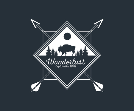 wanderlust wildlife animal wilderness adventure over flat black background vector illustration graphic designのイラスト素材