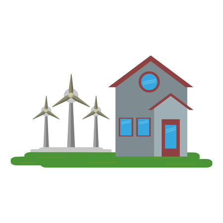 house with wind turbines symbol vector illustration graphic designのイラスト素材