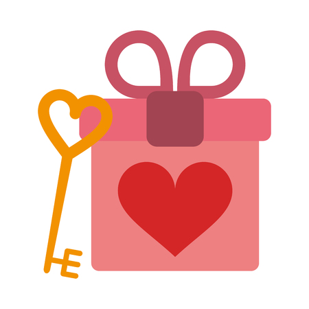 romantic gift box and love key vector illustration graphic designのイラスト素材