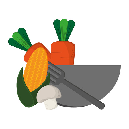 Healthy vegetables food in bowl vector illustration graphic designのイラスト素材