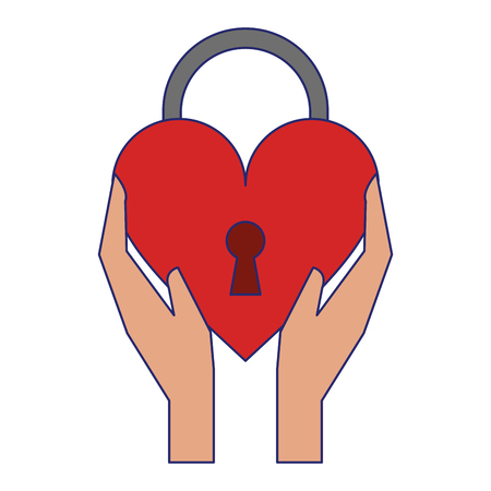 hands holding heart padlock symbol isolated vector illustration graphic designのイラスト素材