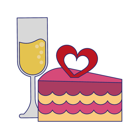 wedding cake and champagne cup vector illustration graphic designのイラスト素材