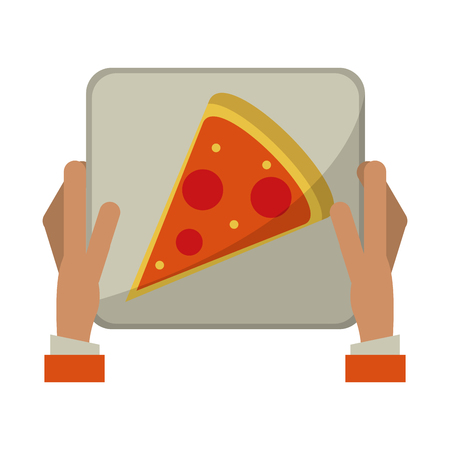 Fast food delivery pizza box with hands vector illustration graphic designのイラスト素材