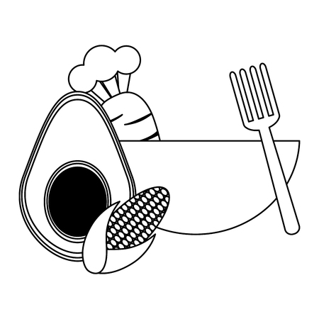 Healthy vegetables food in bowl vector illustration graphic designのイラスト素材