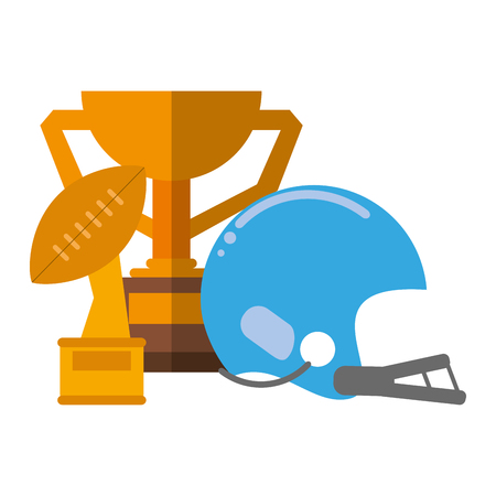 American football sport game trophy cups and helmet vector illustration graphic designのイラスト素材