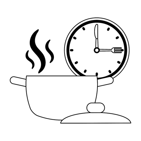 Kitchen pot open with aroma and time vector illustration graphic designのイラスト素材
