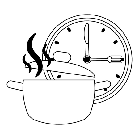 Kitchen pot open with aroma and time vector illustration graphic designのイラスト素材