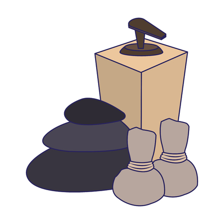 Spa and beauty rocks and cream bottle with bags vector illustration graphic designのイラスト素材