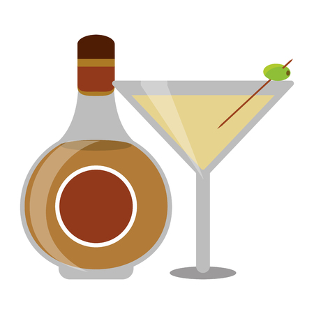 Bar alcohol drinks bottle and martini cocktail vector illustration graphic designのイラスト素材