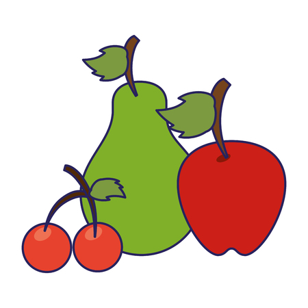 Fruits healthy food pear apple and cherries vector illustration graphic designのイラスト素材