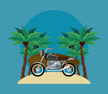 surf time cartoon motor bike with surfboard over blue background vector illustration graphic designのイラスト素材