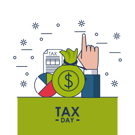 Tax day card with financial and money elements vector  illustration  graphic designのイラスト素材