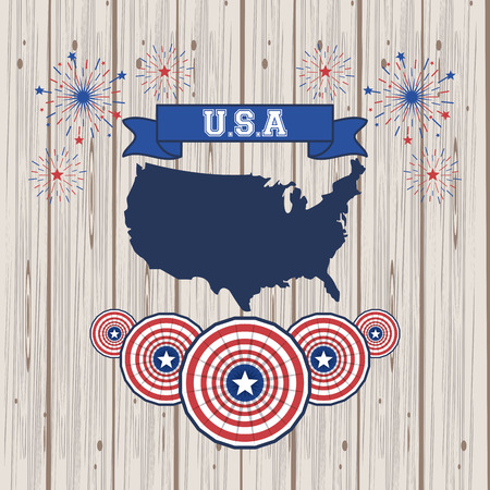 United States of America USA patriotic poster wooden background vector illustration graphic designのイラスト素材