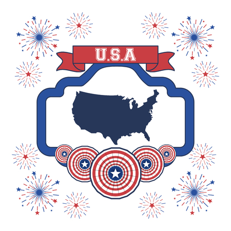 United States of America USA patriotic poster emblem vector illustration graphic designのイラスト素材