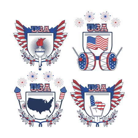 United States of America poster collection set vector illustration graphic designのイラスト素材