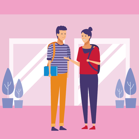 casual outfit couple talk vector illustration graphic designのイラスト素材