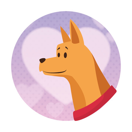 dog head avatar with collar round icon vector illustration graphic designのイラスト素材