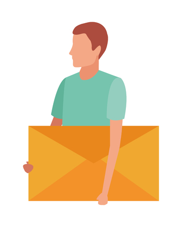man with envelope avatar portrait vector illustration graphic designのイラスト素材