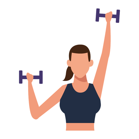 woman working out in the gym with weight vector illustration graphic designのイラスト素材
