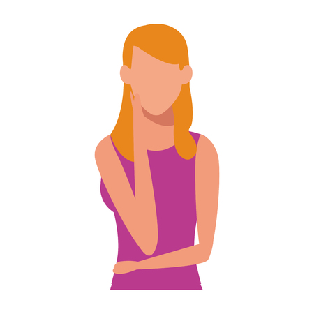 young woman upper body cartoon vector illustration graphic designのイラスト素材