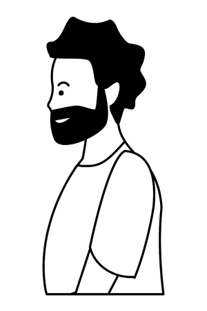 young man upper body with beard cartoon vector illustration graphic designのイラスト素材