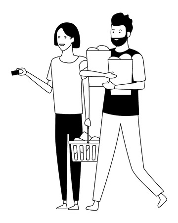 love couple shopping concept cartoon vector illustration graphic designyoung man cartoonのイラスト素材