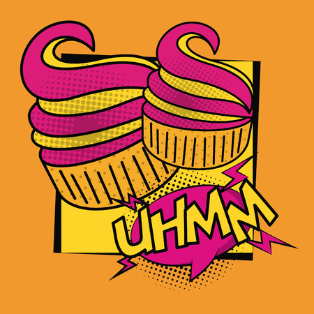 Pop art delicious cupcakes cartoons  vector illustration graphic designのイラスト素材