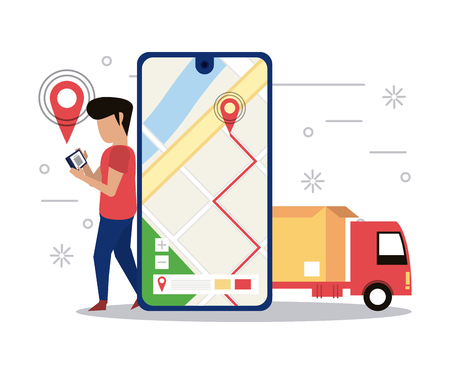 Delivery worldwide online order vector illustration graphic designのイラスト素材