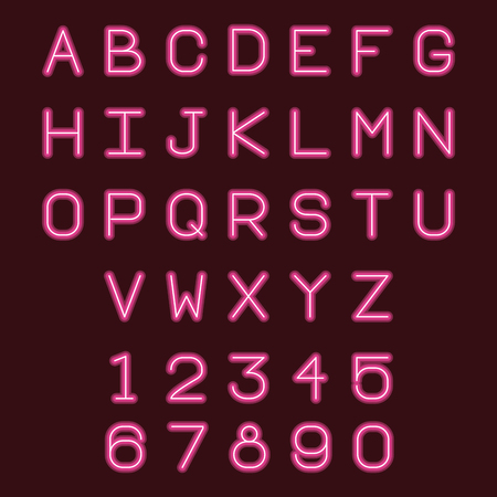 Neon lights alphabet font vector illustration graphic designのイラスト素材