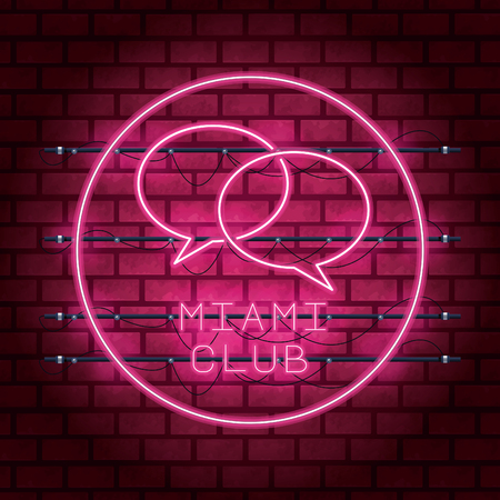 Disco party neon lights advertising bricks background vector illustration graphic designのイラスト素材