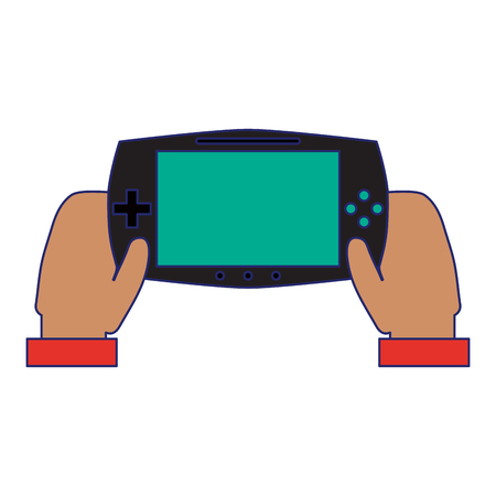 hands using videogame console vector illustration graphic designのイラスト素材