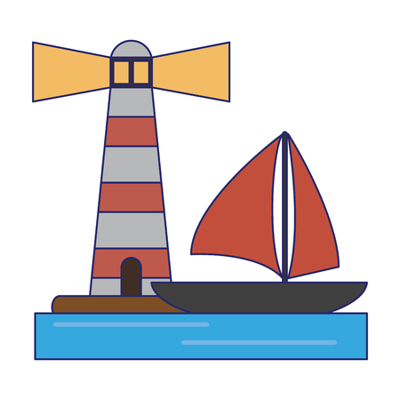 houselight and sailboat symbol vector illustration graphic designのイラスト素材
