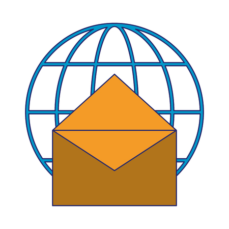 email and global sphere symbol vector illustration graphic designのイラスト素材