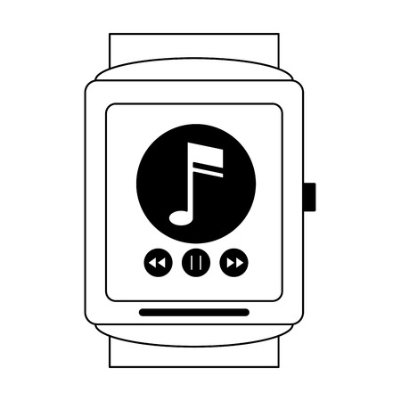 smartwatch with music player app vector illustration graphic designのイラスト素材