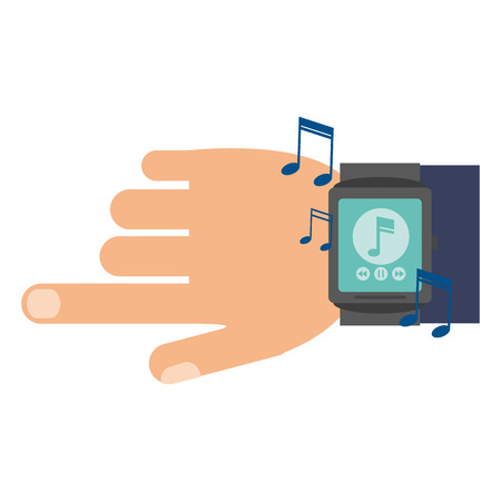 smarwatch music player in hand vector illustration graphic designのイラスト素材