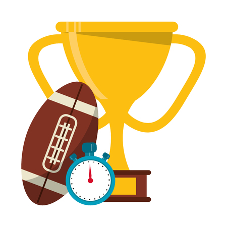 American football game ball trophy cup and timer vector illustration graphic designのイラスト素材
