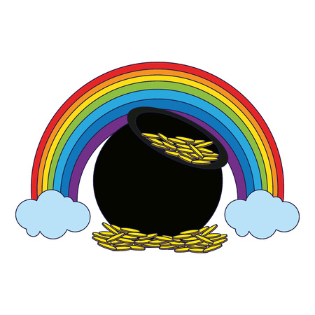Saint patricks day coins pot and rainbow cartoons vector illustration graphic designのイラスト素材